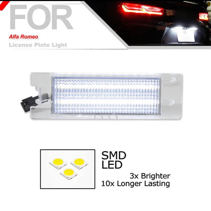 2Pcs Canbus LED License Plate Light White For Alfa Romeo 147 156 159 166 Brera Giulietta Type 940 MiTo Romeo GT Spider 939 Beauty World Shop