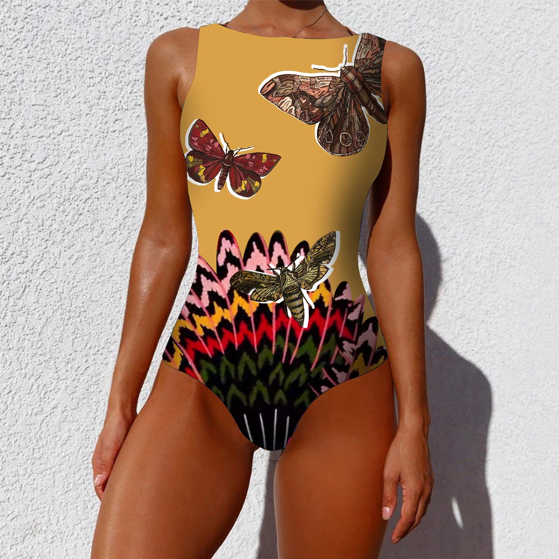 2026 New Printed One-piece Swimsuit Classic Printed Lace Up Swimsuit Women's Push Up Flower One-piece Suit Beach Wear For Female Beauty World Shop