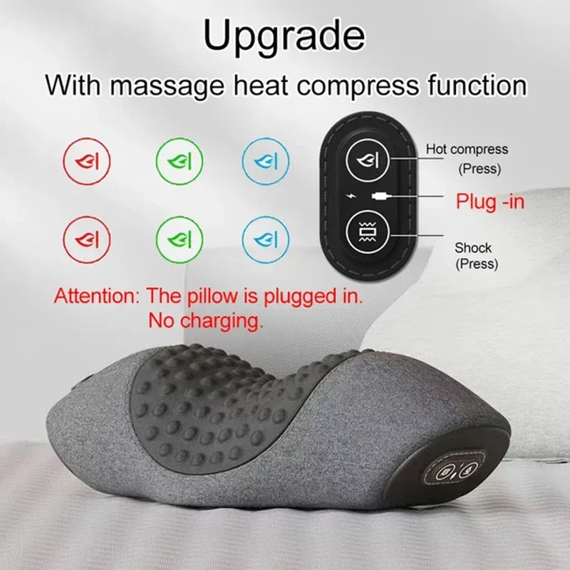 Electric Neck Massager Pillow Cervical Stretcher Heating Vibration Massage Back Traction Orthopedic Sleeping Pillows Support Beauty World Shop