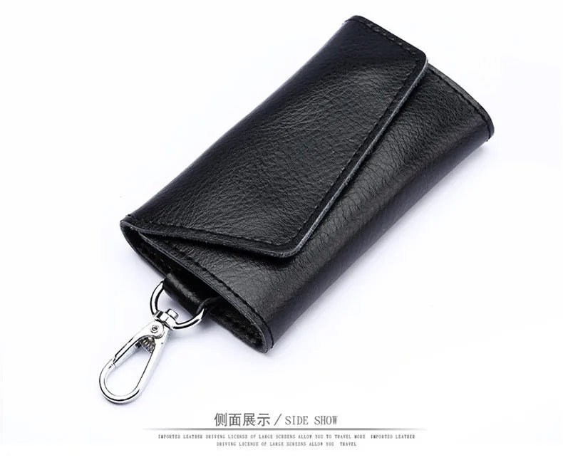 New Genuine Leather Keychain Men Key holder key organizer Pouch Car Key pouch Wallet Housekeeper Key Case Mini Card Bag Beauty World Shop