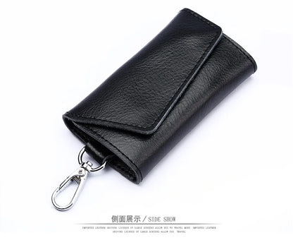 New Genuine Leather Keychain Men Key holder key organizer Pouch Car Key pouch Wallet Housekeeper Key Case Mini Card Bag Beauty World Shop