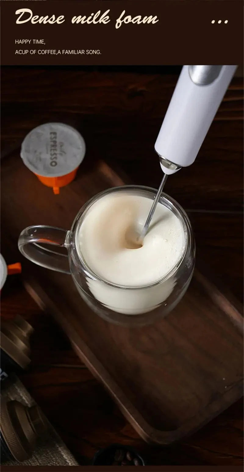 Handheld Double Stick Wireless Whisk Custard Foamer Mini Portable Blender Coffee Milk Three Speed Control Egg White Whipped USB Beauty World Shop