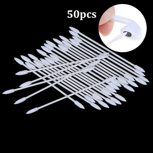 50Pcs Dust Free Disposable Cleaning Swab Cotton Stick For AirPods Earphone Headphone Phone Charge Port Accessories Beauty World Shop