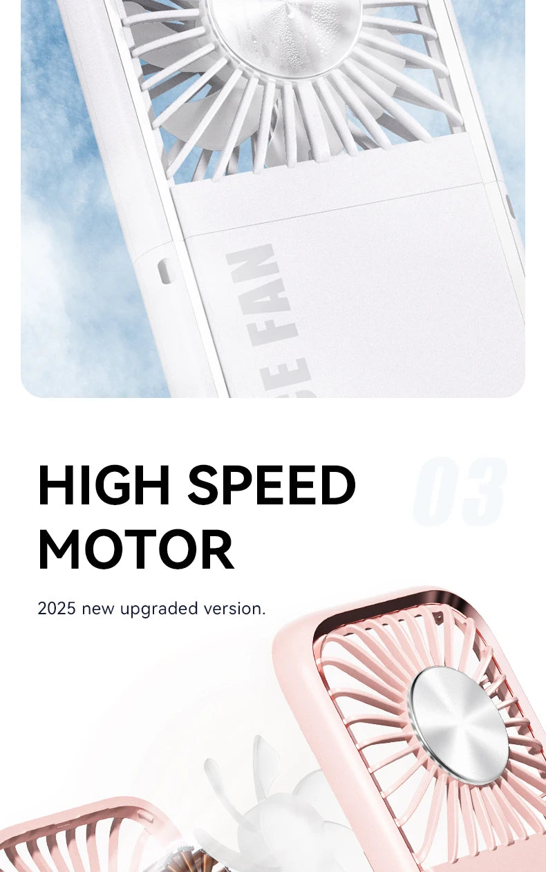 Folding Mini Cooling Air Fan Mobile Phone Holder Power Bank 3000mAh USB Rechargeable Cooling Handheld Desktop Fan with Lanyard