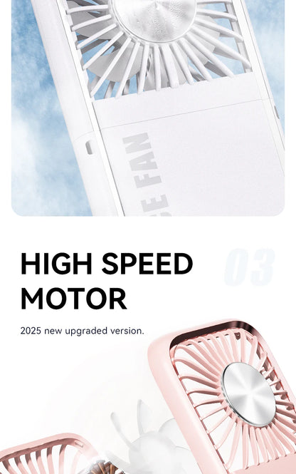 Folding Mini Cooling Air Fan Mobile Phone Holder Power Bank 3000mAh USB Rechargeable Cooling Handheld Desktop Fan with Lanyard