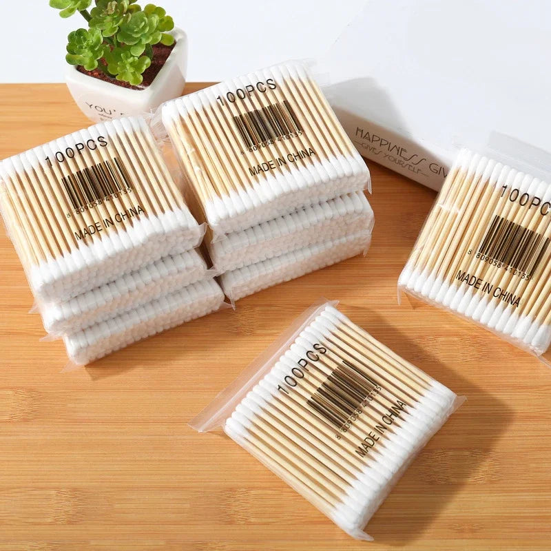 300/500/1000pcs Double Head Cotton Swab Women Makeup Cotton Buds Tip for Wood Sticks Nose Ears Cleaning Health Care Tools Beauty World Shop