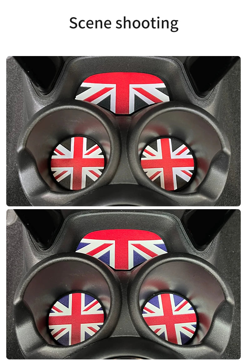 Union Jack Coffee Cushion Storage Groove Protect Coaster Car Cup Anti Slip Pad Mat For MINI Cooper F55 F56 F54 F60 Accessories Beauty World Shop
