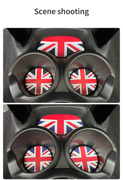Union Jack Coffee Cushion Storage Groove Protect Coaster Car Cup Anti Slip Pad Mat For MINI Cooper F55 F56 F54 F60 Accessories Beauty World Shop