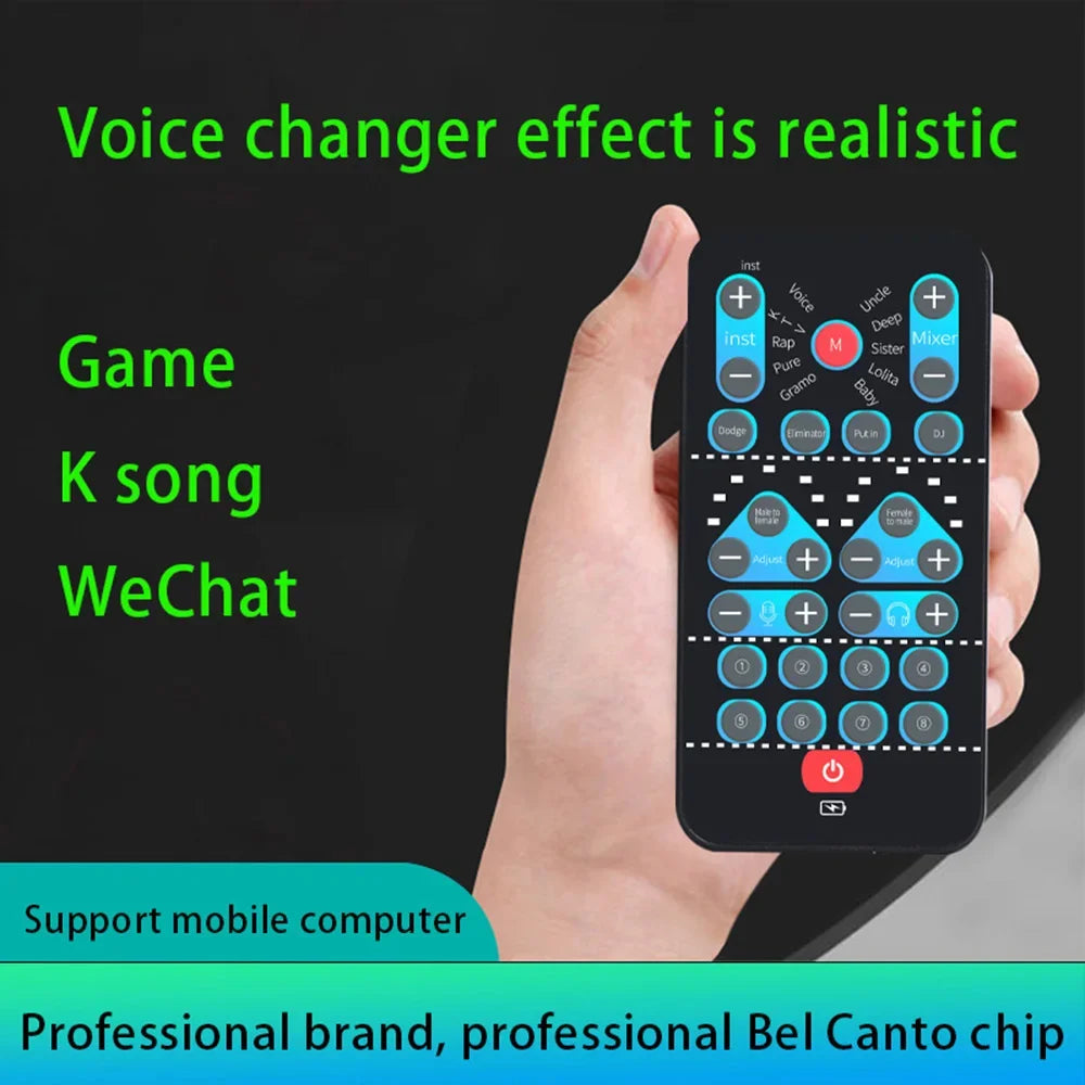 M10 Voice Changer Device Karaoke Function Male Female Voice Switch Universal Portable Sound Changer Card Fine Tuning for Live Beauty World Shop