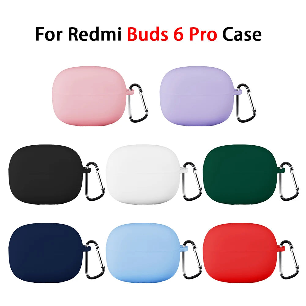 Soft Silicone Case for Redmi Buds 6 Pro 6Pro Cases Wireless Earphone Cases For Xiaomi Redmi Buds6 Pro Covers with Hook Accessory