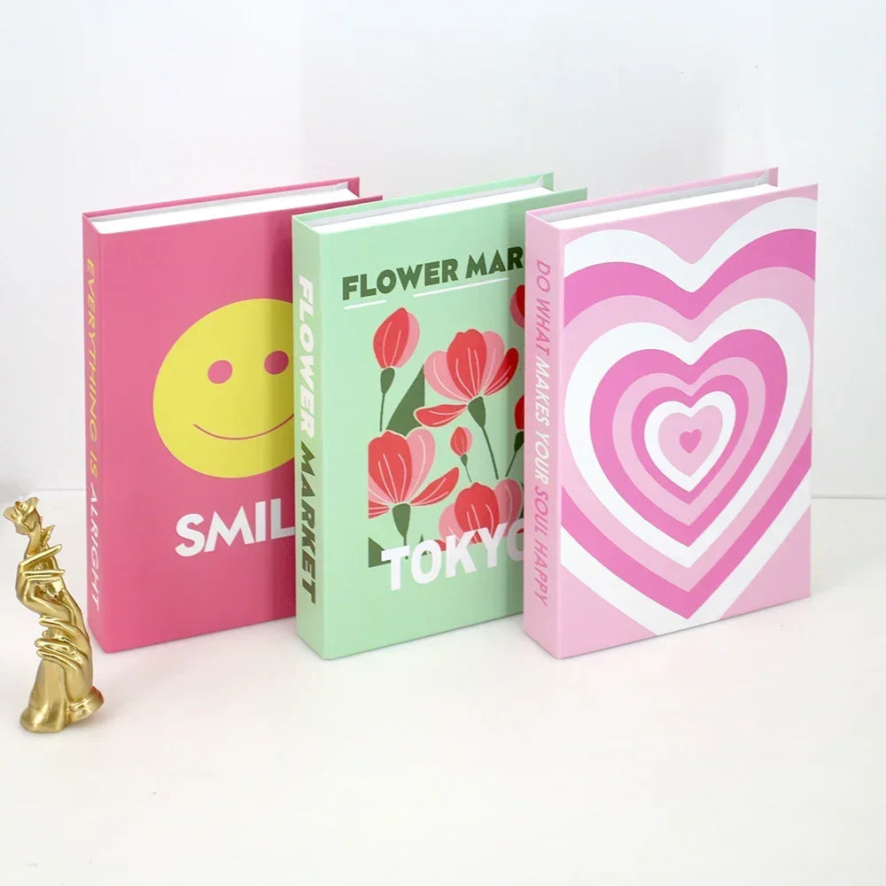 3Pcs Foldable Fashion Fake Books Living Room Decoration Designer Books Coffee Table Ornaments Club Hotel Room Villa Prop Books Beauty World Shop