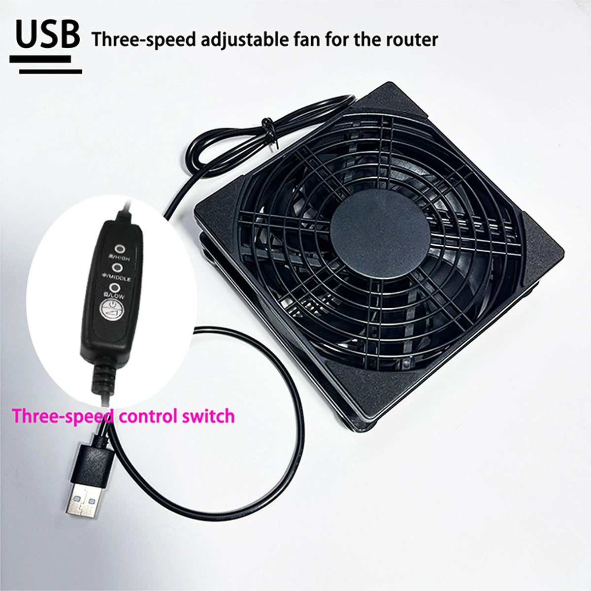 5V USB router cooling fan, with three-speed adjustable function. Style is suitable for cooling various devices. Beauty World Shop