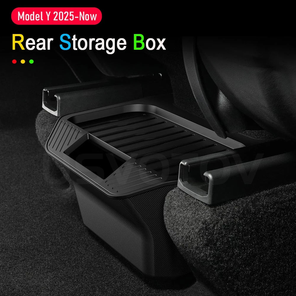 Rear Seat Storage Box for Tesla Model Y Juniper 2025 2026 Organizer Center Console Bins Backseat Trash Can Garbage Accessories Beauty World Shop