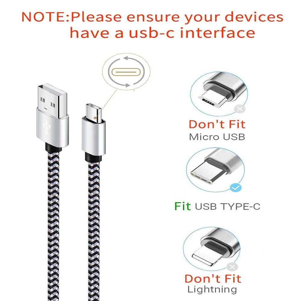 USB Type C Cable 2.4A Fast Charging Battery Charger Wire Woven Nylon Data Cable Mobile Phone Charger For Huawei Samsung USB C Beauty World Shop