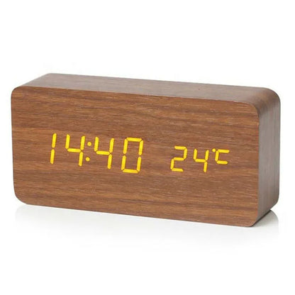 Wooden Digital Alarm Clock, LED Alarm Clock with Temperature Desk Clocks for Office,Bedside Clock Beauty World Shop