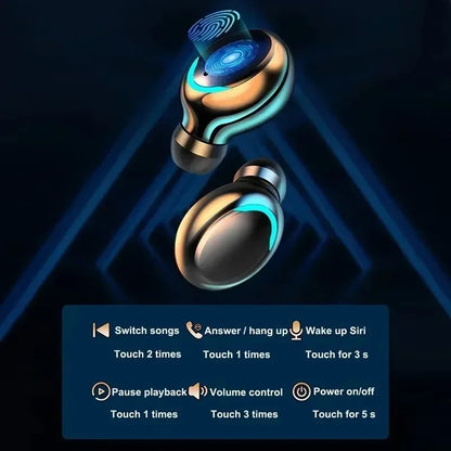 F9 Sport Wireless Earphones Bluetooth Stereo Headphones Noise Reduction Waterproof Earbuds with Mic for Beauty Fashion