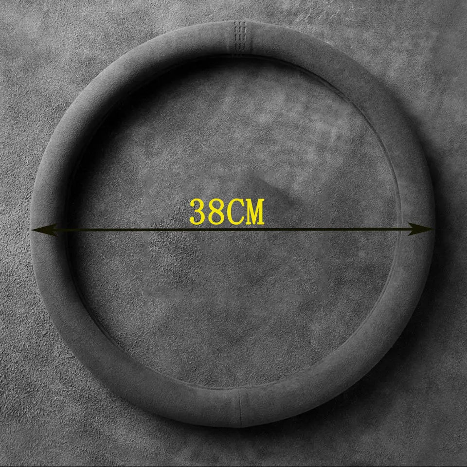 Steering Wheel Cover, Ultra-thin, Non-slip, D-shaped Round, Breathable, Sweat-absorbent, Suede Cover for All Seasons Beauty World Shop