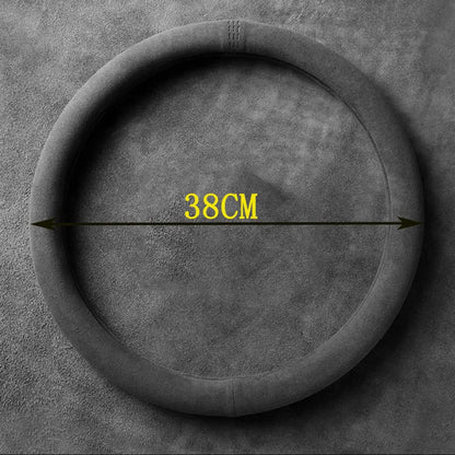 Steering Wheel Cover, Ultra-thin, Non-slip, D-shaped Round, Breathable, Sweat-absorbent, Suede Cover for All Seasons Beauty World Shop