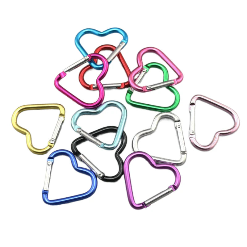 1 Pcs Heart-shaped Aluminum Carabiner Key Chain Clip Outdoor Keyring Hook Water Bottle Hanging Buckle Travel Kit Accessories Beauty World Shop