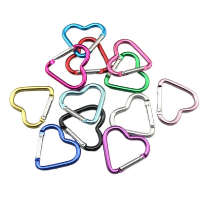1 Pcs Heart-shaped Aluminum Carabiner Key Chain Clip Outdoor Keyring Hook Water Bottle Hanging Buckle Travel Kit Accessories Beauty World Shop