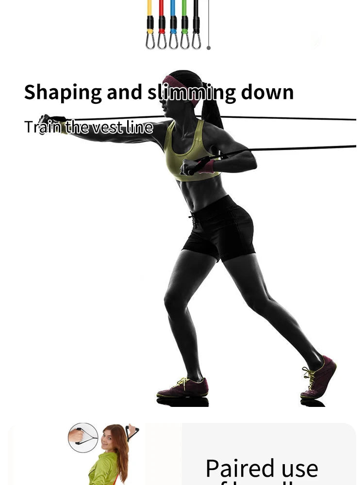 11pcs TPE Resistance Band Set Fitness Band Pull Rope Elastic Training Band With Door Anchor Handles Carry Bag Legs Ankle Straps Beauty World Shop