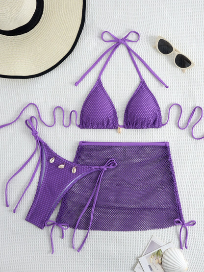 New Sexy Net Bikinis Female Swimsuits Women Three-Piece Swimwear Beach Swim Wear Bathing Suits Brazilian Bikini Set Pool Bather Beauty World Shop