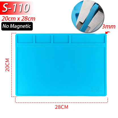 Soldering Station Mat Silicone Work Mat Heat Resistant 932°F Anti-Static Magnetic Mat for Electronic Phone Laptop Watch Repair Beauty World Shop