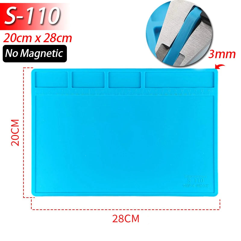 Soldering Station Mat Silicone Work Mat Heat Resistant 932°F Anti-Static Magnetic Mat for Electronic Phone Laptop Watch Repair Beauty World Shop