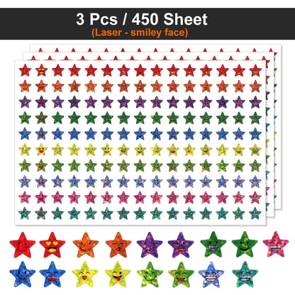 450-3000 Sheet Happy Face Stars Reward Sign Stickers Pack DIY Skateboard Suitcase Stationery Decals Decor Phone Laptop Gift Toys Beauty World Shop