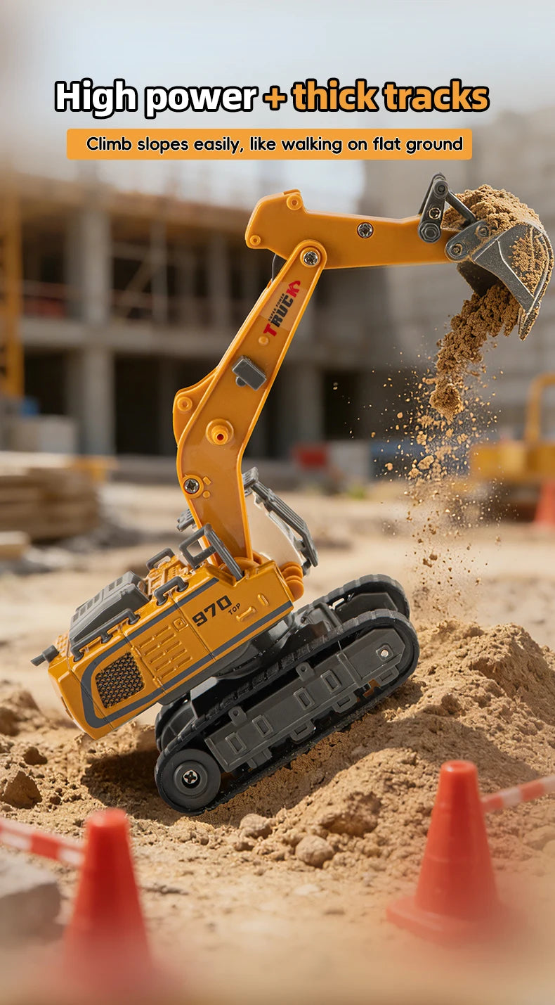 ZWN 1:64 RC Model Car 2.4G Remote Control Excavator Dump Truck Forklift Alloy Plastic Simulation Construction Vehicle Kids Toy Beauty World Shop