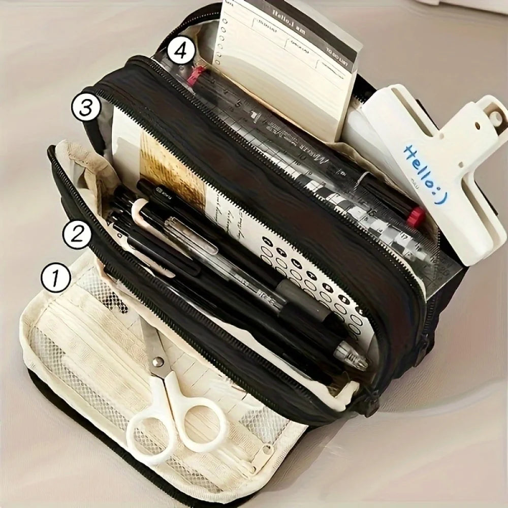 A Large-capacity Multi-layer Pencil Case, A Simple Multi-purpose Student Stationery Box And Makeup Storage Bag Beauty World Shop