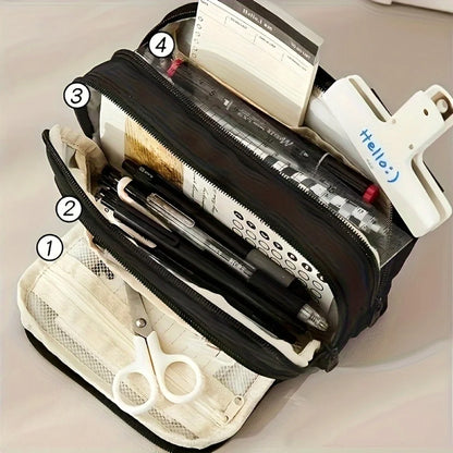 A Large-capacity Multi-layer Pencil Case, A Simple Multi-purpose Student Stationery Box And Makeup Storage Bag Beauty World Shop