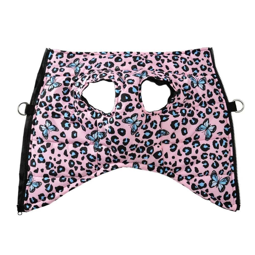 Dog Jacket Winter Warm Clothes For Small Medium Dogs Cats Leopard Print Pet Puppy Coat With D-ring Chihuahua Yorkie Pug Outfits