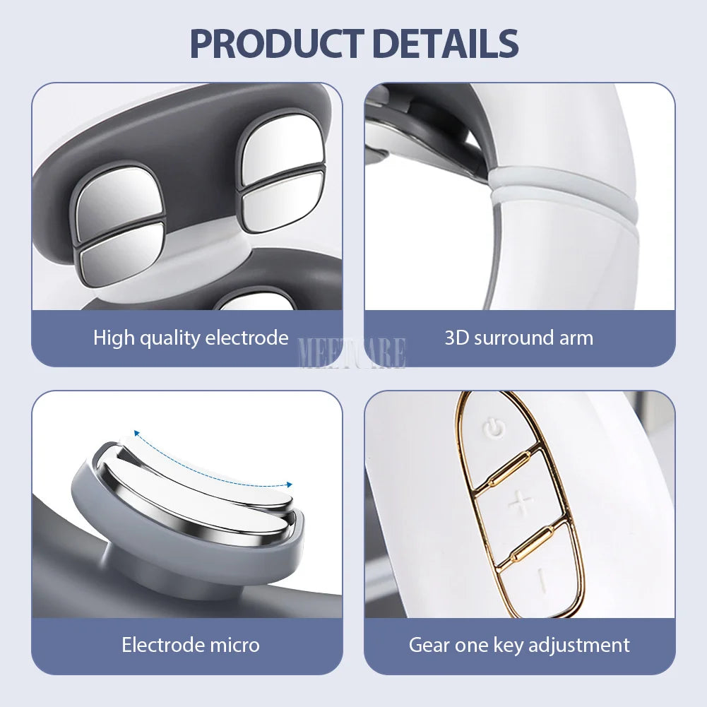 TENS Pulse Back Neck Massage Wireless Smart Sholder Cervical Massager Heating Muscle Punch Beating Health Care Tool