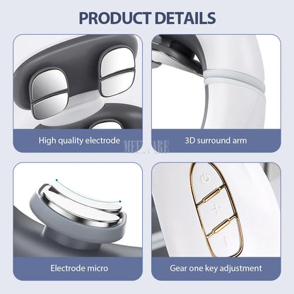 TENS Pulse Back Neck Massage Wireless Smart Sholder Cervical Massager Heating Muscle Punch Beating Health Care Tool