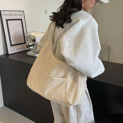 Trendy Women's Soft Cloth Shoulder Bag Solid Color Student 2026 Spring Y2k Casual Style Big Handbags Crossbody Bags for Women Beauty World Shop