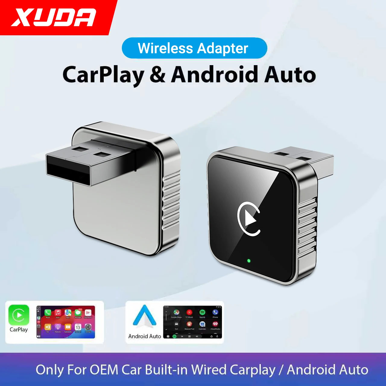 XUDA 2 in1 Wired to Wireless CarPlay Android Auto Adapter for OEM Car Stereo With USB Dongle Smart Mini Box Plug and Play Blueto Beauty World Shop