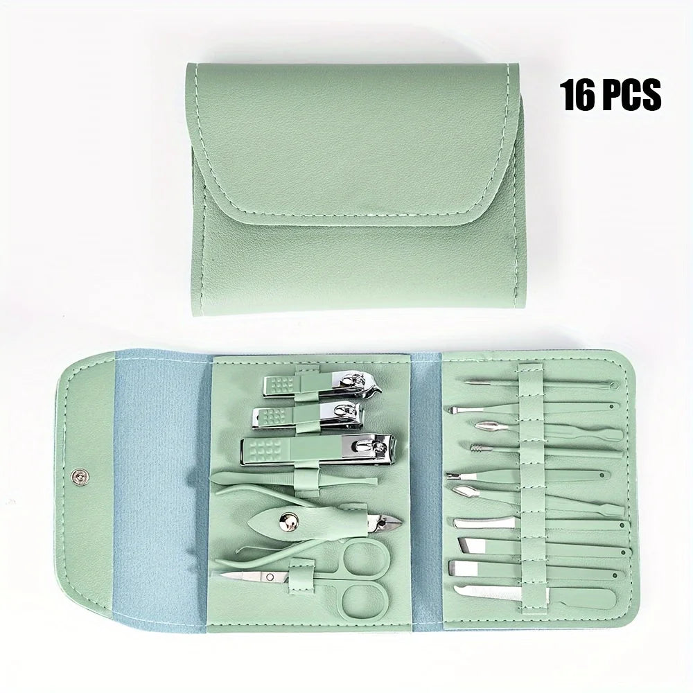 16pcs Professional Nail Clippers and Cuticle Nippers Set with Travel Case Manicure Set Pedicure Sets Nail Clippers Beauty World Shop