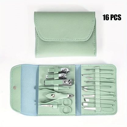 16pcs Professional Nail Clippers and Cuticle Nippers Set with Travel Case Manicure Set Pedicure Sets Nail Clippers Beauty World Shop