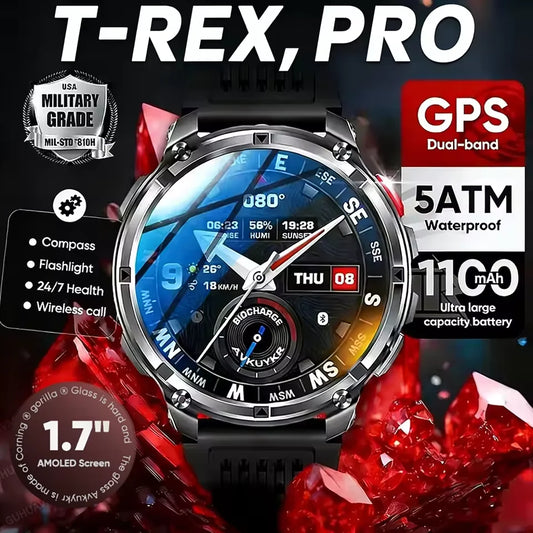 2026 New T-Rex3 Pro 1100mAh Battery Smart Watch GPS path 5ATM Waterproof Sports Run tracker Outdoors Compass Military Smartwatch Beauty World Shop