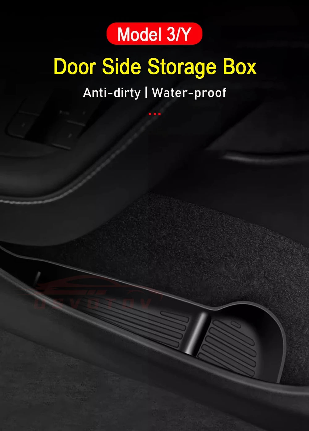 Door Side Storage Box Front Rear Door Handle Armrest Tray Organizer for Tesla Model 3 and Model Y Juniper 2025 Car Accessories Beauty World Shop