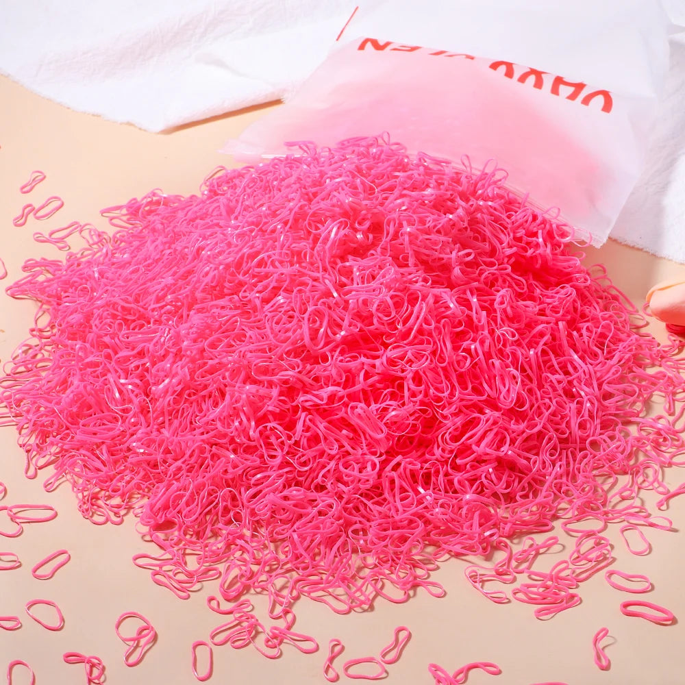 500/1000/2000pcs Girls Colourful Disposable Rubber Band Hair Ties Headband Children Ponytail Holder Bands Kids Hair Accessories Beauty World Shop