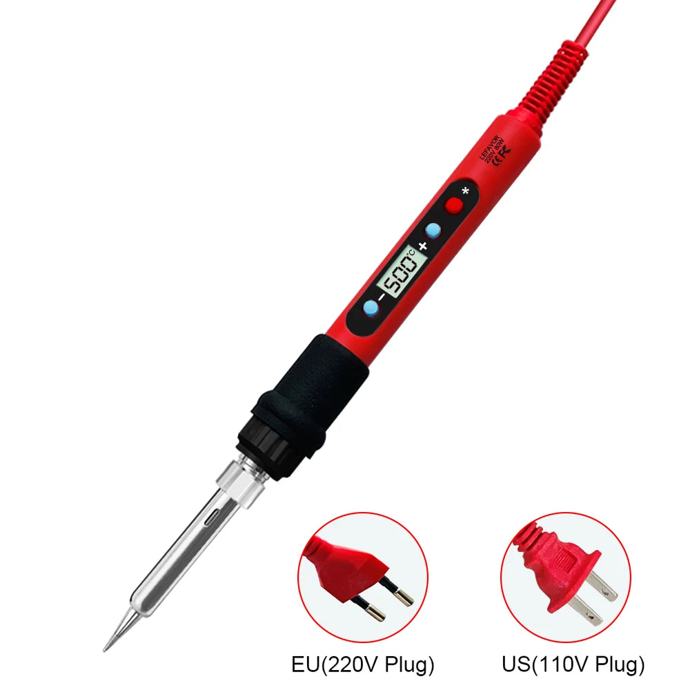 80W Soldering iron kit adjustable temperature LCD solder welding tools Ceramic heater soldering tips Tweezers soldering wire Beauty World Shop