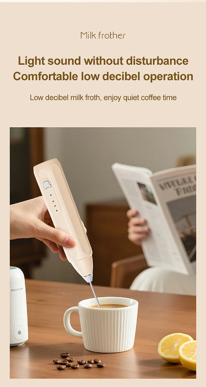 MINI Coffee Frother USB Rechargeable 3 Speeds Foam Maker Coffee Milk Mixer Electric Handle Blender Egg Beater Hot Cooking Tools Beauty World Shop