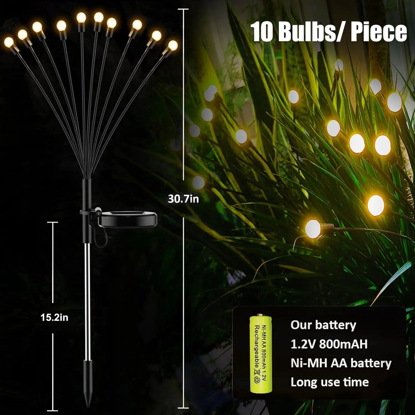Garden Lights-New Upgraded Solar Powered Firefly Lights Outdoor Waterproof Vibran Garden Lights for Decorationi Beauty World Shop