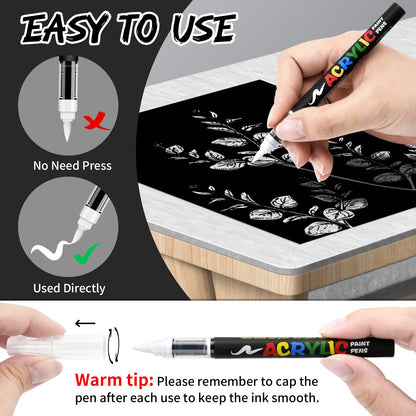 8pcs Black and White Acrylic Paint Markers Set, Large Ink Capacity, Acrylic Markers for Illustration Sketching, Wood, Glass, Fab Beauty World Shop