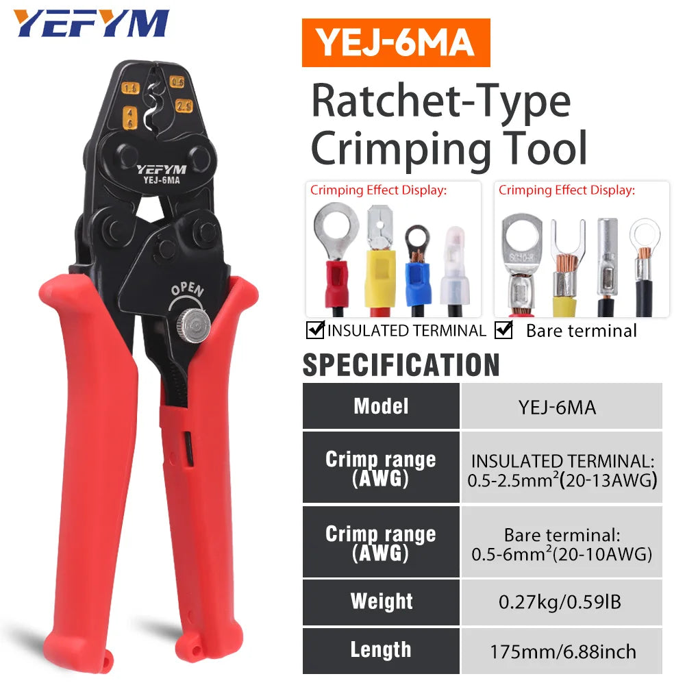 Insulated Terminals & Non-Insulated Terminals Cold Crimping Pliers Multifunctional Ratchet Crimping Tool Model Beauty World Shop
