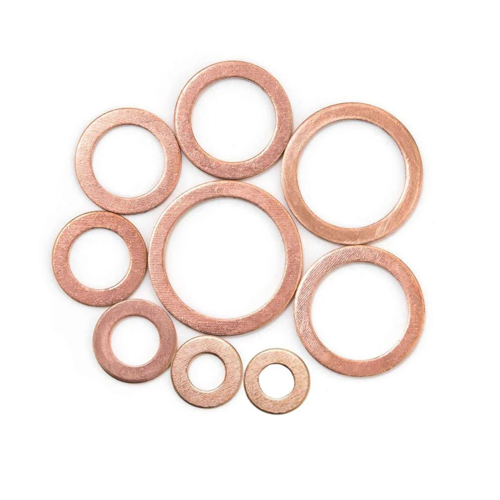 Copper Washer Gasket Nut And Bolt Set - Flat Ring Seal Assortment Kit with Box for Sump Plugs - M8/M10/M12/M14 Beauty World Shop