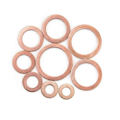 Copper Washer Gasket Nut And Bolt Set - Flat Ring Seal Assortment Kit with Box for Sump Plugs - M8/M10/M12/M14 Beauty World Shop