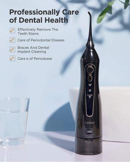 Fairywill Water Flossers for Teeth 300ML Oral Irrigator Rechargeable Portable Dental 3 Modes Water Tank Waterproof Teeth Cleaner Beauty World Shop